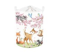 Clastyle 45L Kids Laundry Basket Forest Animals Clothes Toys Storage Box | Large Storage Basket with Lids for Toys Clothes Books, 25kg Load Capacity, Freestanding, Waterproof, Collapsible