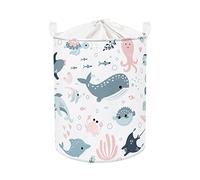 Clastyle 45L Kids Laundry Basket Marine Animals Clothes Toys Storage Box