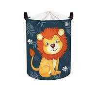Clastyle 63L Large Lion Kid Laundry Hamper with Handle for Boy Girl Collapsible Clothes Toy Storage Basket with Lid for Bedroom Bathroom Nursery