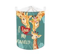 Clastyle Animal Family Baby Laundry Hamper Collapsible Clothes Kids Storage Basket Waterproof Boys Girls Toy Box for Nursery Room, Giraffe, 36 * 45 cm