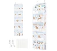 Clastyle Animals Over The Door Organizer Star Nursery Hanging Storage Organizer for Kids Clothes Diaper Toy Closet Door Hanging Shelf Storage for Bedroom Bathroom Pantry, Bear, 5-Tier