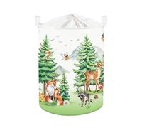 Clastyle Birch Animal Baby Laundry Hamper Collapsible Tree Clothes Kids Storage Basket Waterproof Boys Girls Toy Box for Nursery Room, Deer, 36x45 cm