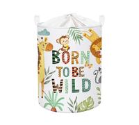 Clastyle Boho Animals Baby Laundry Hamper Collapsible Clothes Kids Storage Basket Waterproof Boys Girls Toy Box for Nursery Room, Green, 36x45 cm