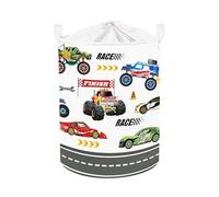 Clastyle Car Baby Laundry Hamper Collapsible Clothes Kids Storage Basket Waterproof Boys Toy Box for Nursery Room, Monster Truck, 36x45 cm