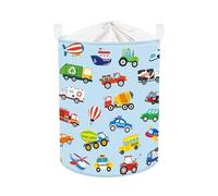 Clastyle Car Baby Laundry Hamper Construction Truck Book Storage Basket for Bathroom Parent Storage Box to Organize Toy Clothes, Blue, 36x45 cm