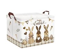 Clastyle Easter Rabbit Baby Laundry Hamper Collapsible Egg Clothes Kids Storage Basket Waterproof Boys Girls Toy Box for Nursery Room, Brown, 40 * 30 * 30 cm