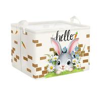 Clastyle Easter Rabbit Baby Laundry Hamper Collapsible Egg Clothes Kids Storage Basket Waterproof Boys Girls Toy Box for Nursery Room, Hello, 40 * 30 * 30 cm