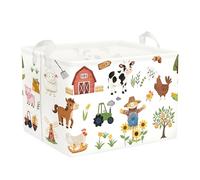 Clastyle Farm Animals Baby Laundry Hamper Collapsible Clothes Kids Storage Basket Waterproof Boys Girls Toy Box for Nursery Room, Sunflowers, 40x30x30 cm