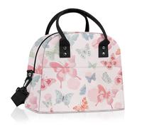 Clastyle Fashion Insulated Women Lunch Bag Animal Adults Small Cooler Lunch Bag for Ladies Lunch Tote for Work Office Picnic,Pink Butterfly