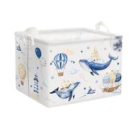 Clastyle Flying Animal Baby Laundry Hamper Collapsible Clothes Kids Storage Basket Balloon Waterproof Boys Girls Toy Box for Nursery Room, Whale, 40 * 30 * 30 cm