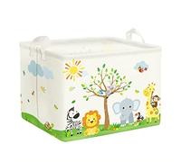Clastyle Forest Animal Baby Laundry Hamper Collapsible Tree Clothes Kids Storage Basket Waterproof Boys Girls Toy Box for Nursery Room, Lion Elephant, 40x30x30 cm