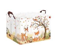 Clastyle Forest Animal Baby Laundry Hamper Collapsible Tree Clothes Kids Storage Basket Waterproof Boys Girls Toy Box for Nursery Room, Fox Squirrel, 40x30x30 cm
