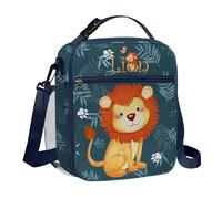 Clastyle Forest Animal Insulated Kids Lunch Bag Leaf Large Thermal Cooler Bag for Boy Girl Picnic School Toddler Lunch Box Tote,Lion