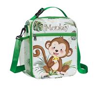 Clastyle Forest Animal Insulated Kids Lunch Bag Leaf Large Thermal Cooler Bag for Boy Girl Picnic School Toddler Lunch Box Tote,Monkey