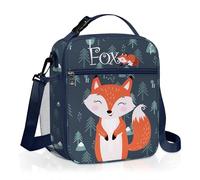 Clastyle Forest Animal Insulated Kids Lunch Bag Leaf Large Thermal Cooler Bag for Boy Picnic School Toddler Lunch Box Tote,Fox