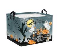 Clastyle Halloween Pumpkin Storage Basket Bat Kids Storage Box Collapsible Clothes Laundry Hamper Waterproof Boys Girls Toy Box for Party Decoration,Car,40x30x30 cm