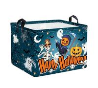Clastyle Happy Halloween Boo Storage Basket Kids Storage Box Collapsible Gift Basket Boys Girls Toy Box for Trick or Treat,Skeleton,40x30x30 cm