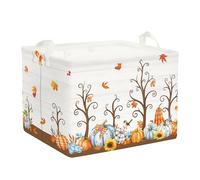 Clastyle Harvest Festival Pumpkin Laundry Hamper Collapsible Clothes Kids Storage Basket Waterproof Thanksgiving Autumn Boys Girls Toy Box for Nursery Room, Curly Tree, 40x30x30 cm