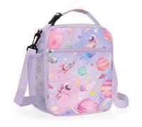 Clastyle Insulated Kids Lunch Bag with Bottle Holder Space Lunch Box | Toddler Lunch Bag Easy to Clean, Large Thermal Cooler Bag with leak-proof Lining, Picnic Lunch Box Tote for School Travel