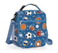 Clastyle Insulated Kids Lunch Bag with Bottle Holder Sport Ball Lunch Box | Toddler Lunch Bag Easy to Clean, Large Thermal Cooler Bag with leak-proof Lining, Picnic Lunch Box Tote for School Travel