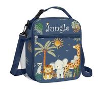 Clastyle Jungle Animal Insulated Kids Lunch Bag Leaf Large Thermal Cooler Bag for Boy Girl Picnic School Toddler Lunch Box Tote