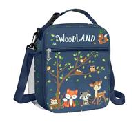 Clastyle Jungle Animal Insulated Kids Lunch Bag Leaf Large Thermal Cooler Bag for Boy Picnic School Toddler Lunch Box Tote,Woodland