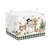Clastyle Merry Christmas Baby Laundry Hamper Collapsible Clothes Kids Storage Basket Waterproof Boys Girls Toy Box for Nursery Room, Snowman Elk, 40 * 30 * 30 cm