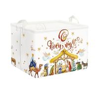 Clastyle Merry Christmas Baby Laundry Hamper Collapsible Clothes Kids Storage Basket Waterproof Boys Girls Toy Box for Nursery Room,Holy Night,40*30*30 cm