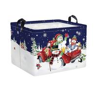 Clastyle Merry Christmas Baby Laundry Hamper Collapsible Clothes Kids Storage Basket Waterproof Boys Girls Toy Box for Nursery Room, Truck Snowman, 40*30*30 cm