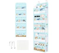 Clastyle Ocean Animals Over the Door Organizer Fish Nursery Hanging Storage Organizer for Kids Clothes Diaper Toy Closet Door Hanging Shelf Storage for Bedroom Bathroom Pantry, Turtle, 5-Tier
