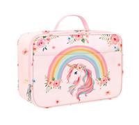 Clastyle Pink Rainbow Animals Insulated Kids Lunch Bag Large Thermal Cooler Bag for Girl Picnic School Toddler Lunch Box Tote,Unicorn