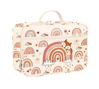 Clastyle Pink Rainbow Animals Kids Lunch Bag Large Thermal Cooler Bag for Girl Picnic School Toddler Lunch Box Tote, Fox