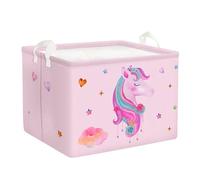 Clastyle Pink Unicorn Baby Laundry Hamper Collapsible Clothes Kids Storage Basket Waterproof Girls Toy Box for Nursery Room, Heart, 40 * 30 * 30 cm