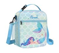 Clastyle Princess Insulated Kids Lunch Bag Large Thermal Cooler Bag for Girl Picnic School Toddler Lunch Box Tote,Blue Mermaid
