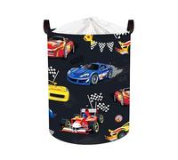 Clastyle Race Car Baby Laundry Hamper Collapsible Book Storage Basket for Bathroom Parent Storage Box to Organize Toy Clothes, Grey, 36x45 cm