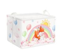 Clastyle Rainbow Baby Laundry Hamper Collapsible Clothes Kids Storage Basket Waterproof Girls Toy Box for Nursery Room, Ballon Fox, 40*30*30 cm