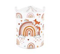 Clastyle Rainbow Baby Laundry Hamper Collapsible Clothes Kids Storage Basket Waterproof Girls Toy Box for Nursery Room, Fox, 40x30x30 cm