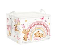 Clastyle Rainbow Baby Laundry Hamper Folding Clothes Kids Storage Basket Waterproof Girls Toy Box for Bedroom, Bear, 40x30x30 cm