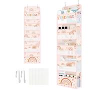 Clastyle Rainbow Over The Door Organizer Cloud Nursery Hanging Storage Organizer for Girls Clothes Diaper Toy Closet Door Hanging Shelf Storage for Bedroom Bathroom Pantry, Heart, 5-Tier