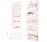 Clastyle Rainbow Over the Door Organizer Cloud Nursery Hanging Storage Organizer for Girls Clothes Diaper Toy Closet Door Hanging Shelf Storage for Bedroom Bathroom Pantry, Butterfly, 5-Tier