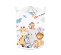 Clastyle Simple Animal Baby Laundry Hamper Collapsible Clothes Kids Storage Basket Waterproof Boys Girls Toy Box for Nursery Room, Elephant Giraffe,36 * 45 cm