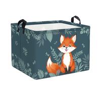 Clastyle Single Forest Animal Laundry Hamper Leaves Book Storage Basket for Bathroom Parent Storage Box to Organize Toy Clothes, Cartoon Fox, 40x30x30 cm