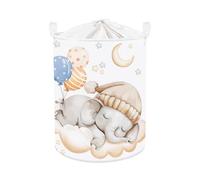 Clastyle Sleeping Animal Baby Laundry Hamper Collapsible Clothes Kids Storage Basket Waterproof Boys Girls Toy Box for Nursery Room, Elephant, 36x45 cm