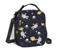 Clastyle Space Insulated Kids Lunch Bag Star Large Thermal Cooler Bag for Boy Picnic School Toddler Lunch Box Tote,Astronaut Planet