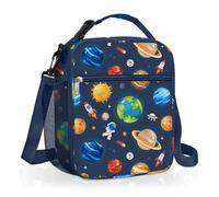 Clastyle Space Insulated Lunch Bag Star Large Thermal Cooler Bag for Boy Picnic Lunch Box Tote, Blue Planet