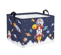 Clastyle Space Laundry Hamper Cosmic Book Storage Basket for Bathroom Parent Storage Box to Organize Toy Clothes,Launch Rocket,40x30x30 cm