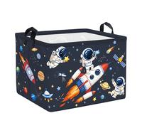 Clastyle Space Laundry Hamper Cosmic Book Storage Basket for Bathroom Parent Storage Box to Organize Toy Clothes, Rocket Astronaut, 40x30x30 cm