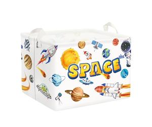 Clastyle Space Laundry Hamper Cosmic Book Storage Basket for Bathroom Parent Storage Box to Organize Toy Clothes, Planet Rocket, 40x30x30 cm