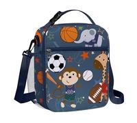 Clastyle Sport Insulated Kids Lunch Bag Large Thermal Cooler Bag for Boys Picnic School Toddler Lunch Box Tote,Animal Ball