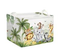Clastyle Tropical Animal Baby Laundry Hamper Collapsible Clothes Kids Storage Basket Waterproof Boys Girls Toy Box for Nursery Room, Lion Elephant, 40 * 30 * 30 cm